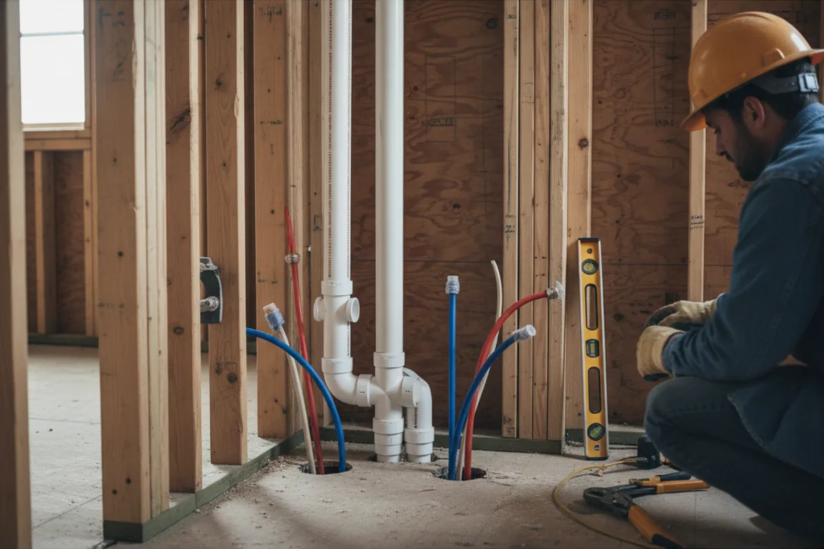 Drain and supply rough-in during Sump Pump Repair in De Pere