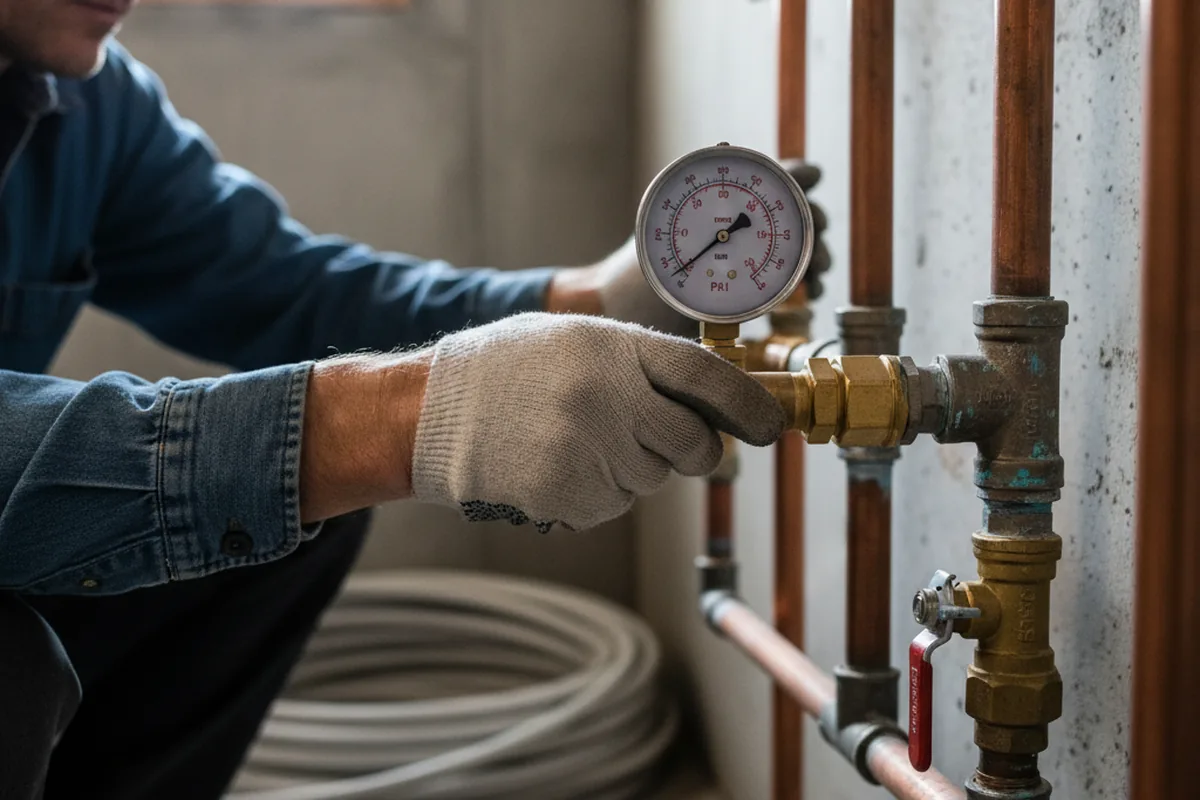 Pressure testing a repaired line during Water Line Repair in De Pere
